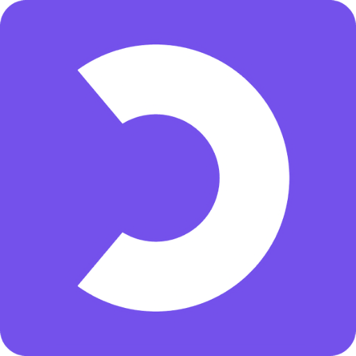 Reversed white C on violet background